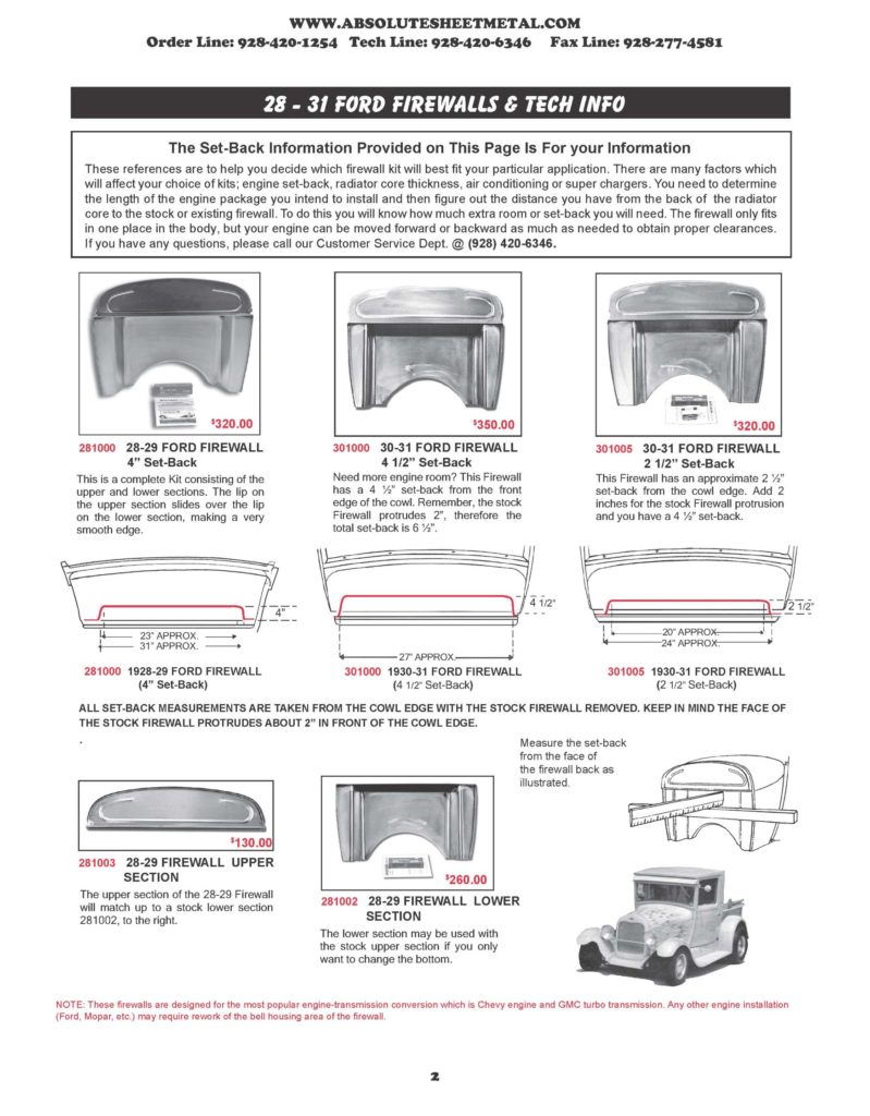 Bitchin Parts Absolute Sheet Metal 1928 - 1931 Ford Trucks ford firewalls and tech info