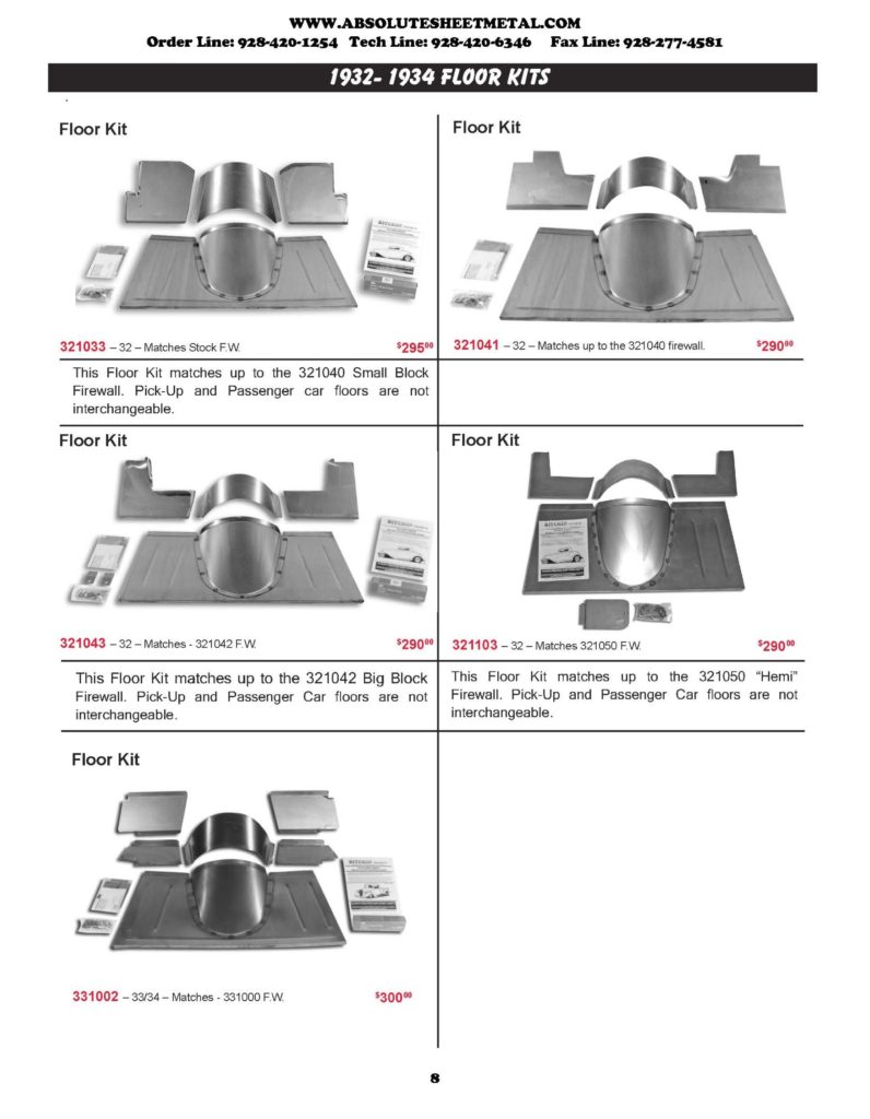 Bitchin Parts Absolute Sheet Metal 1932 - 1934 Ford Trucks floor kits