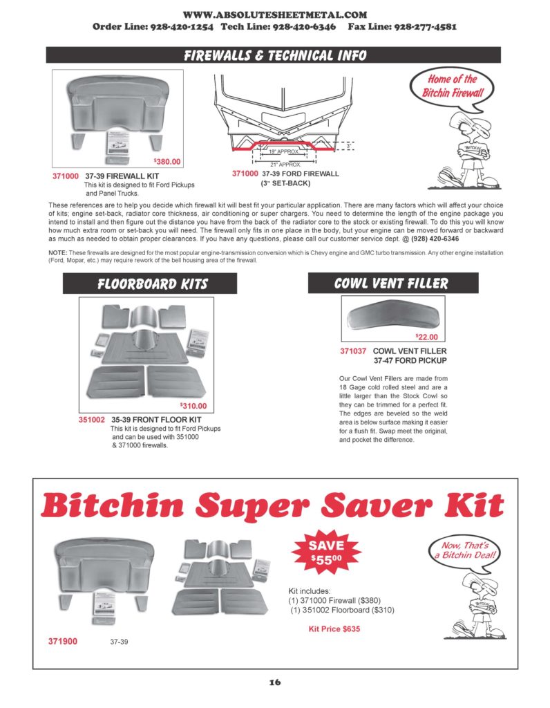 Bitchin Parts Absolute Sheet Metal 1937 - 1939 Ford Trucks Super Saver kits