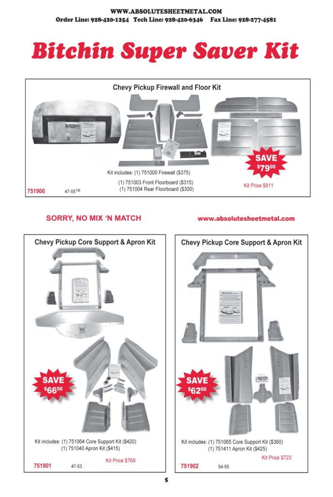 Bitchin Parts Absolute Sheet Metal 1947 - 1955 Chevy Trucks Super Saver kits